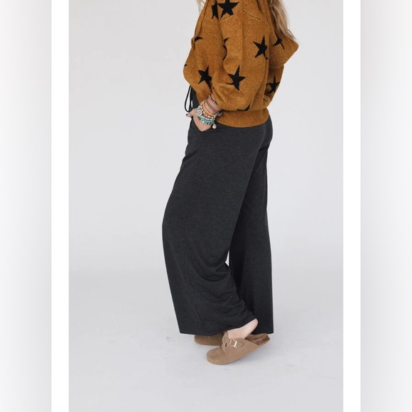 Cora Wide Leg Pants - Charcoal - Picture 3 of 6